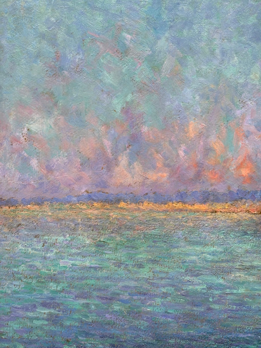 Felouque Sur Le Nil, Oil On Panel Signed A Labesse, Dated 1925-photo-3