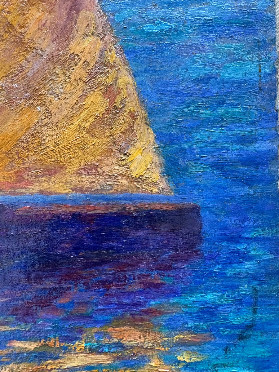 Felouque Sur Le Nil, Oil On Panel Signed A Labesse, Dated 1925-photo-2