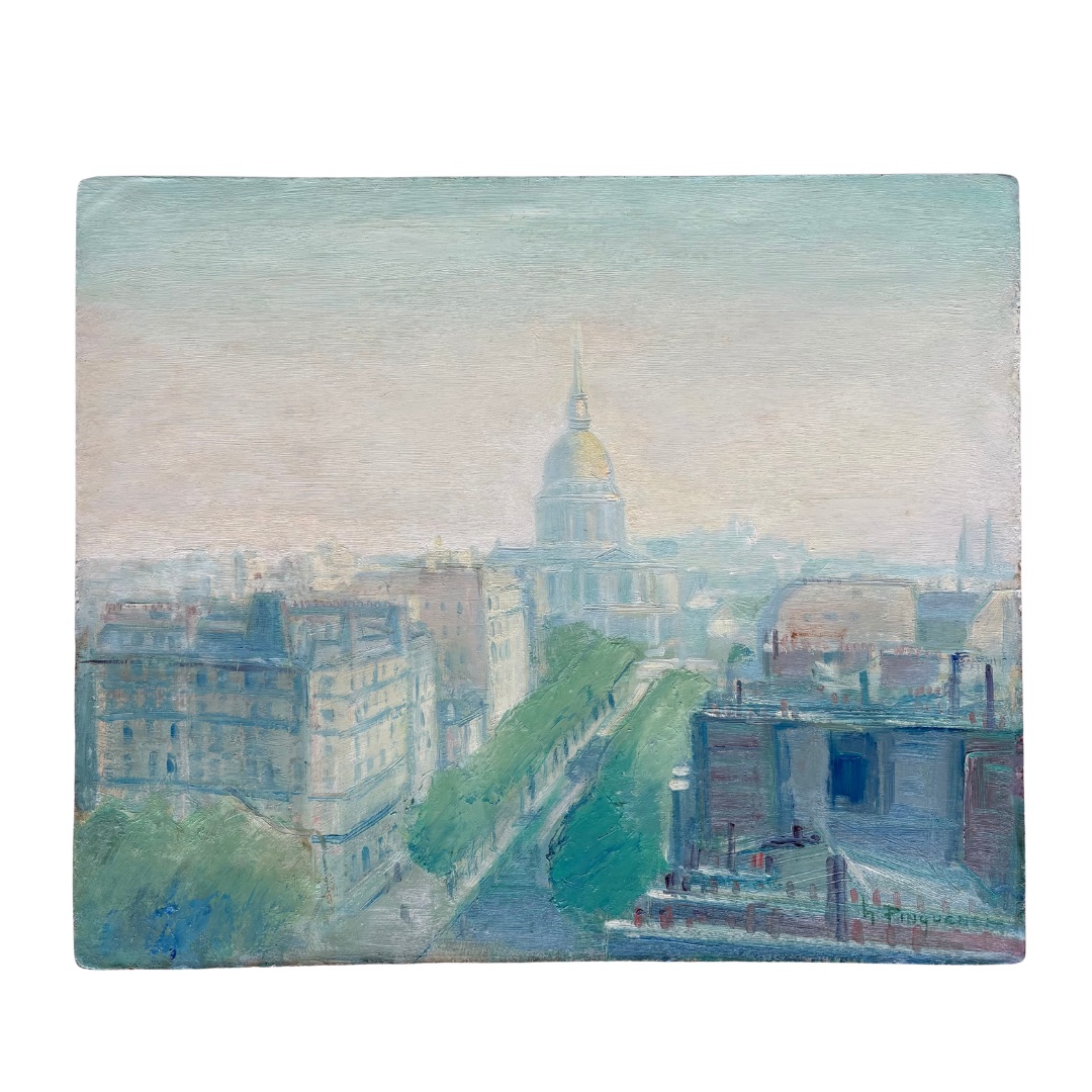 View Of The Invalides In Paris, Oil On Panel Signed H. Pinguenet (1889–1972)