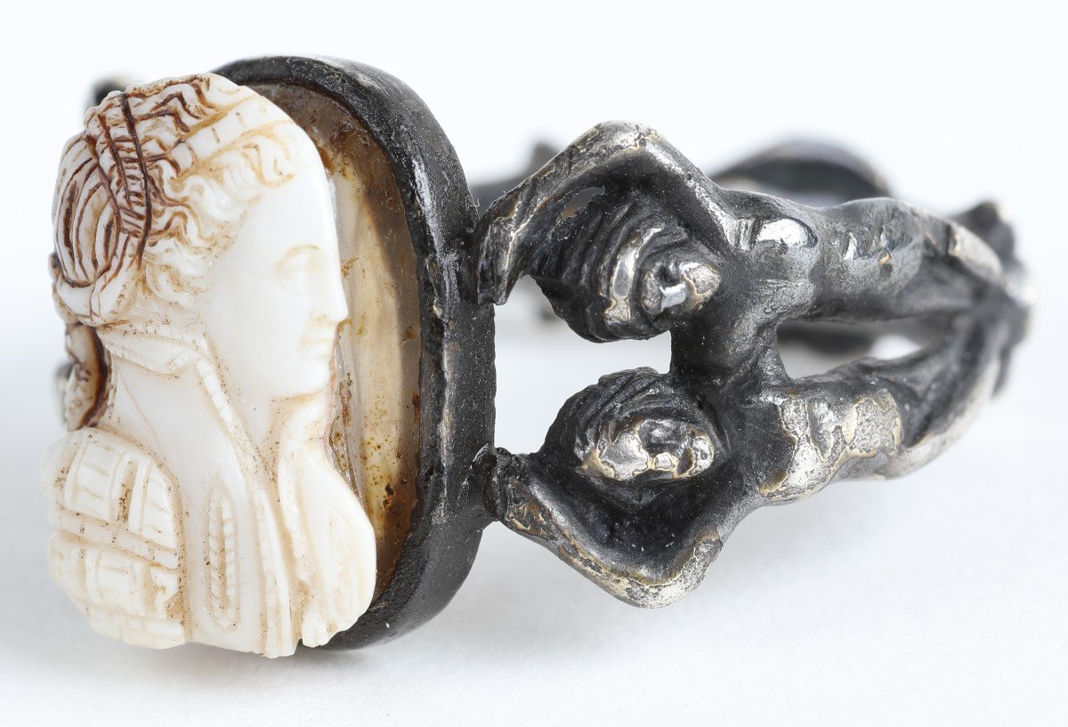 A Rare Renaissance Adam & Eva Silver Gilt Ring, Cameo Probably Italian 16th Century
