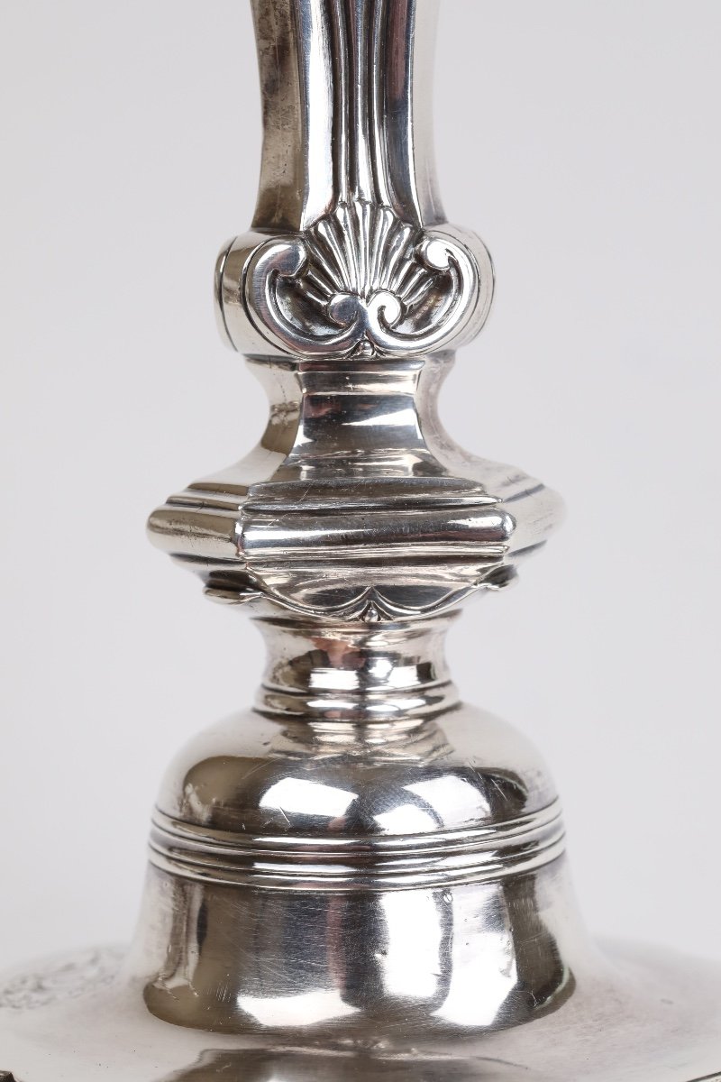 Paire De Flambeaux Et Leurs Bobèches En Argent Par Louis-lazare Martin, Marseille, 1754-photo-4