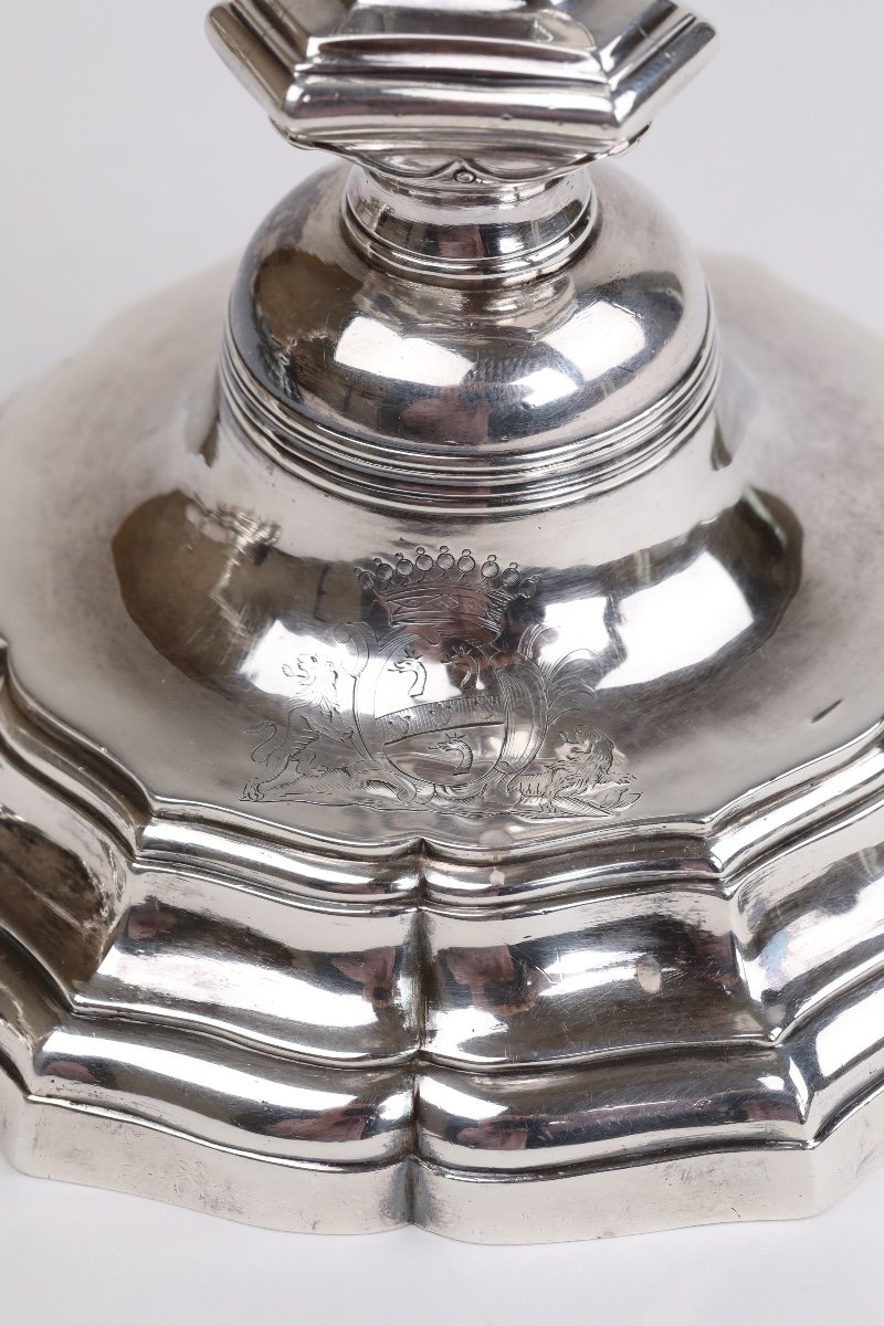 Paire De Flambeaux Et Leurs Bobèches En Argent Par Louis-lazare Martin, Marseille, 1754-photo-6