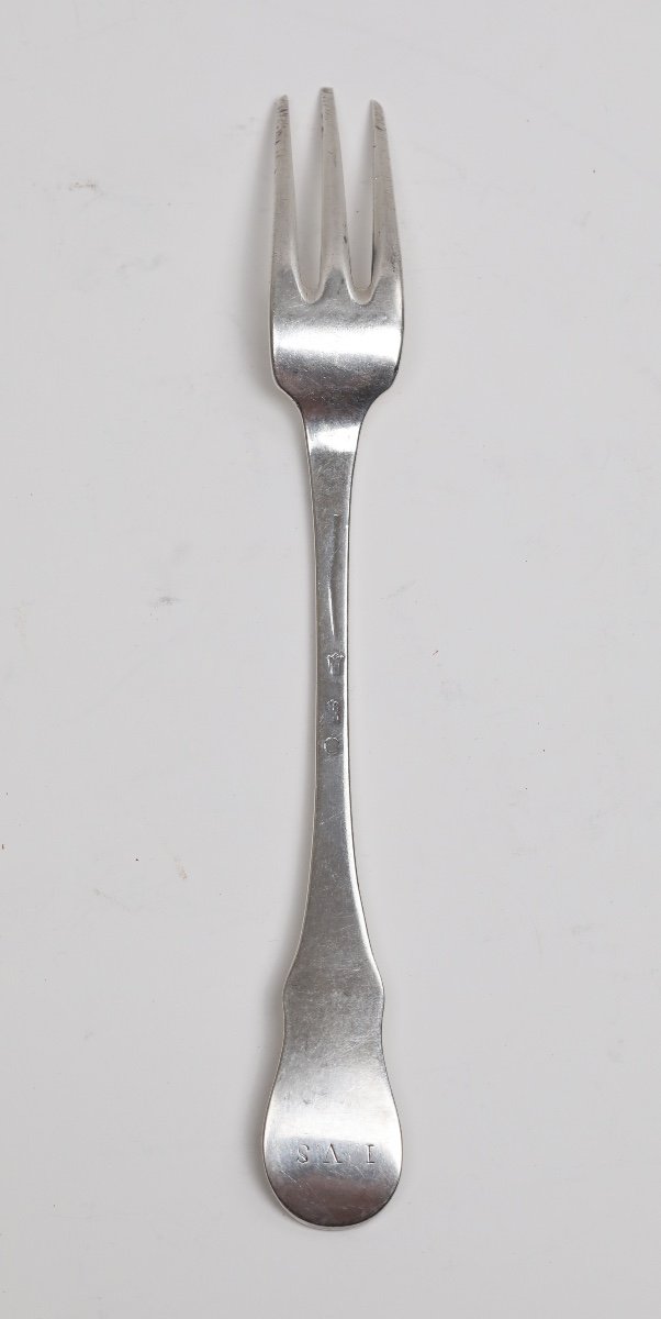 Rare fourchette à viande du XVIIIe siècle, Malines -  Mechelen, Belgique, modèle violon-photo-2