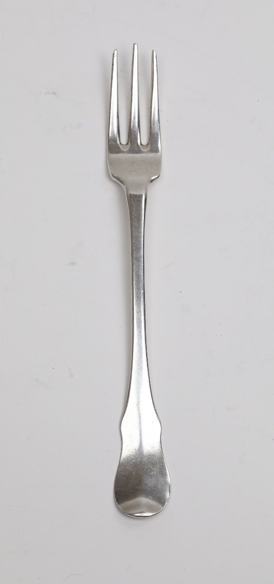 Rare fourchette à viande du XVIIIe siècle, Malines -  Mechelen, Belgique, modèle violon