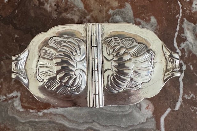 Silver Spice Box, Oval Shape With Two Lids, Mid-18th Century, Dresden-photo-1