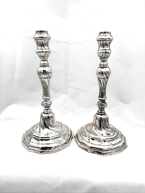 Paire de Flambeaux en Argent massif XVIIIème Belgique - MONS - 1787