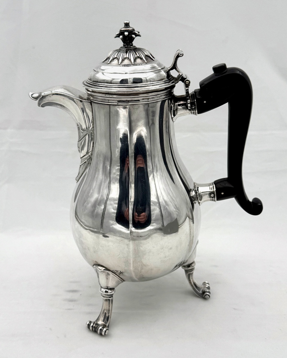 Mons 1745 - 46 Cafetière  d'époque Louis XV En Argent Massif