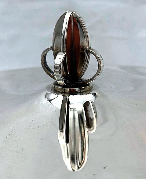 Art Deco Style Danish Silver Bowl With Lid, Signed Carl M Cohr De Fredericia - 1934-photo-3