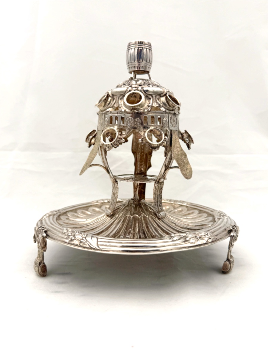 Drageoir en argent  de 18eme siecle transforme en 19eme siecle en porte-cigares et pyrogène-photo-2