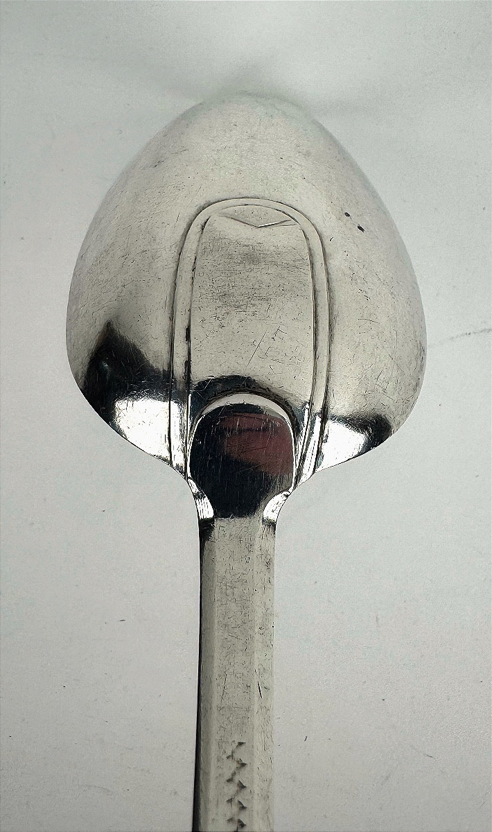 Cuiller à ragoût en argent massif, Liege 1728 Dieudonné Crasset-photo-2