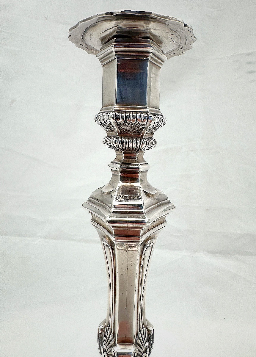 Paire de flambeaux  en argent, Avignon,  vers 1730-photo-2