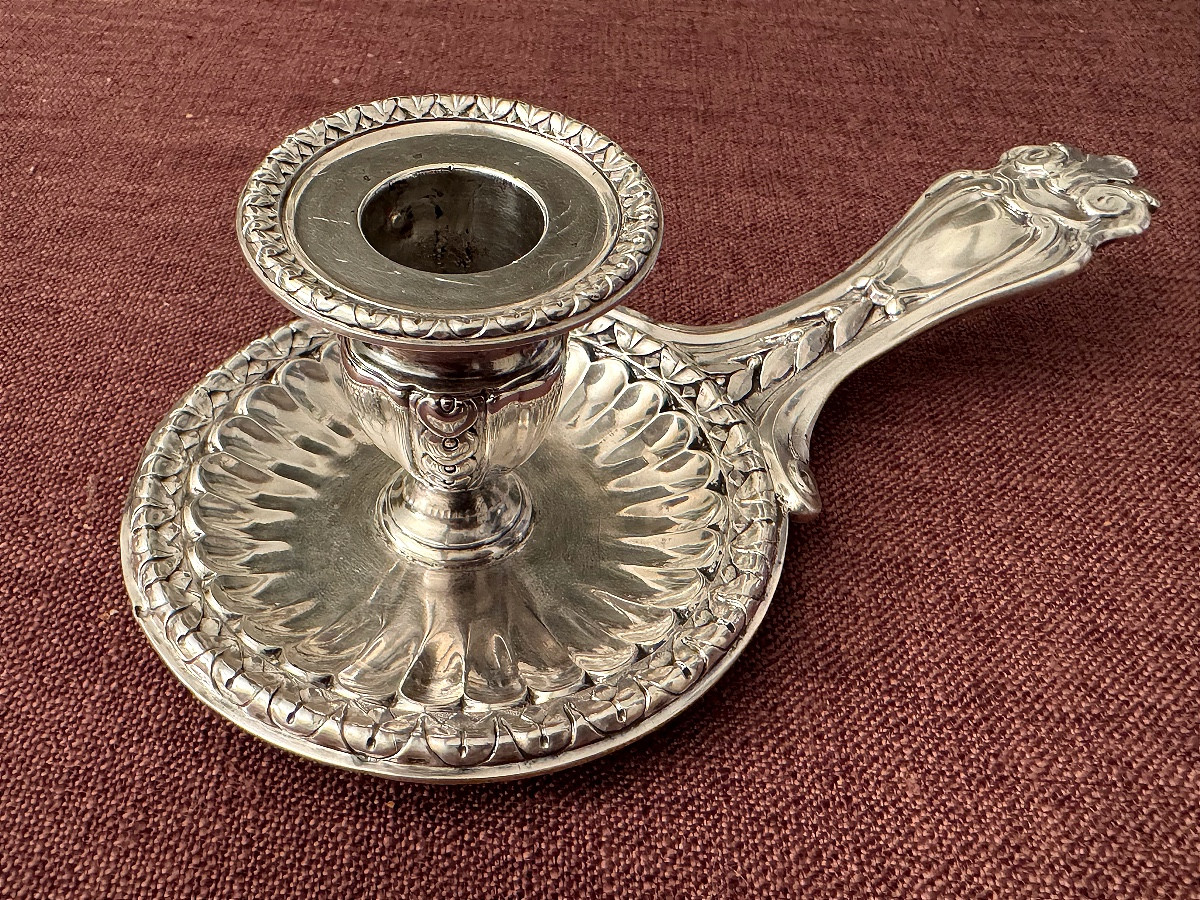 Rare Silver Hand Candlestick By Jean-charles Roquillet-desnoyers, Paris 1778