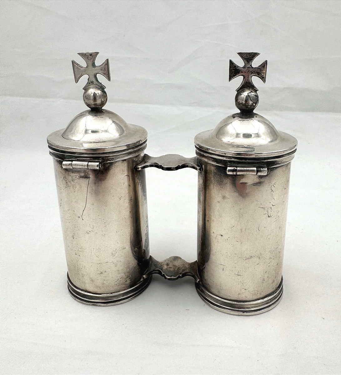Silver Holy Oil Ampoules By Jan Pieter Antoon Verschuylen, Antwerp 1831 - 1868-photo-2