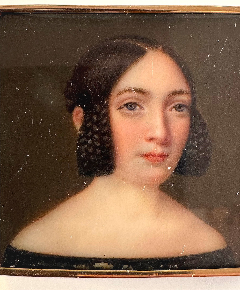 19th-century Brooch With A Miniature Portrait Of A Young Woman-photo-4