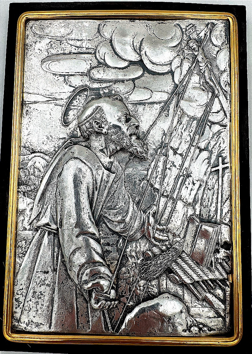 17th-century Silver Plaque Depicting Saint Francis Of Assisi Receiving The Stigmata