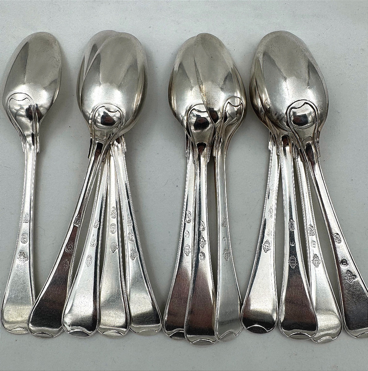 Couvert a desert en argent massif dans son coffret, fin XVIIIe debut XIX, Italie, Turin.-photo-4