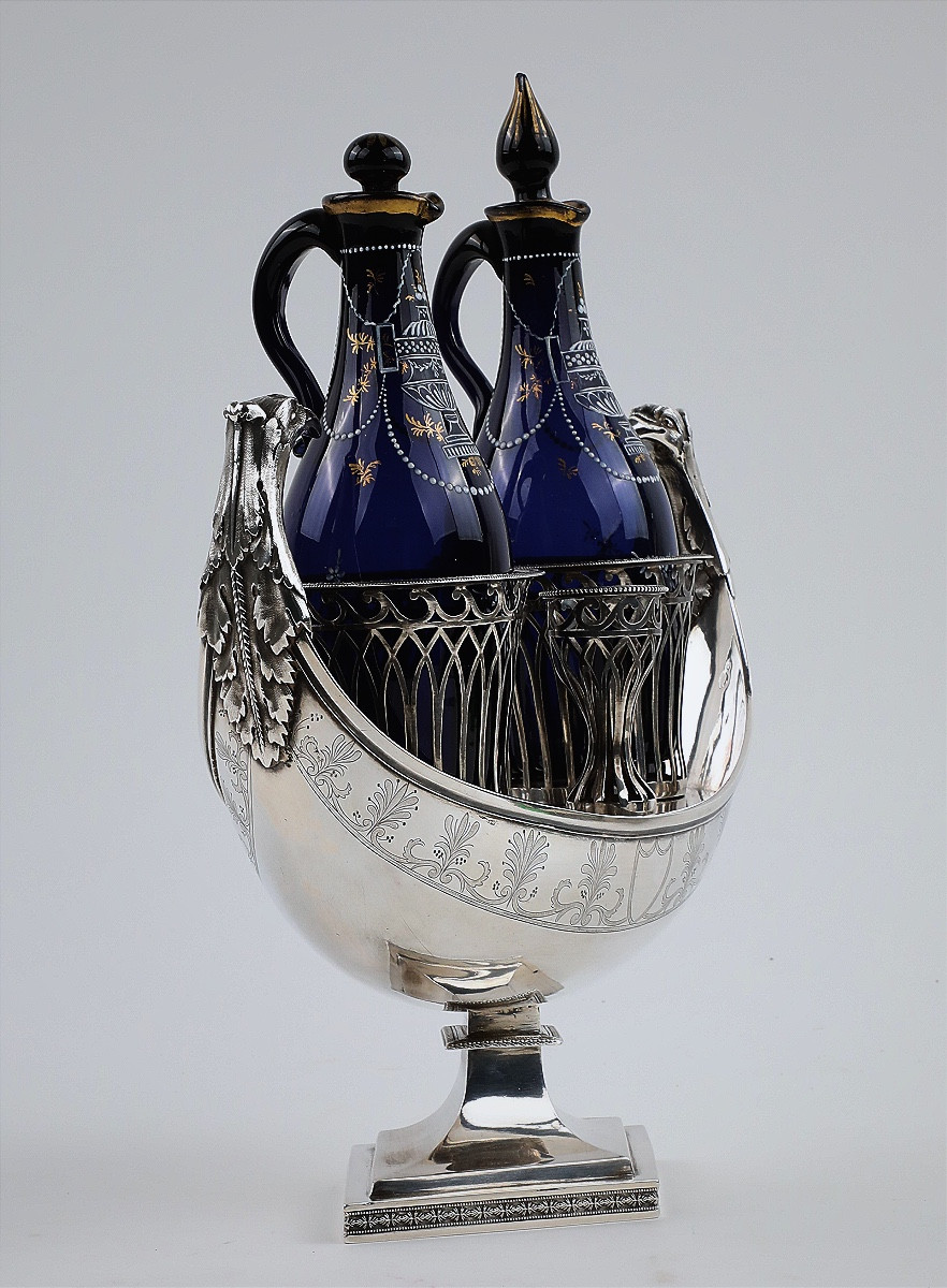 Service à huilier-vinaigrier époque Directoire/Empire en argent massif, Paris 1798-1809 -photo-2