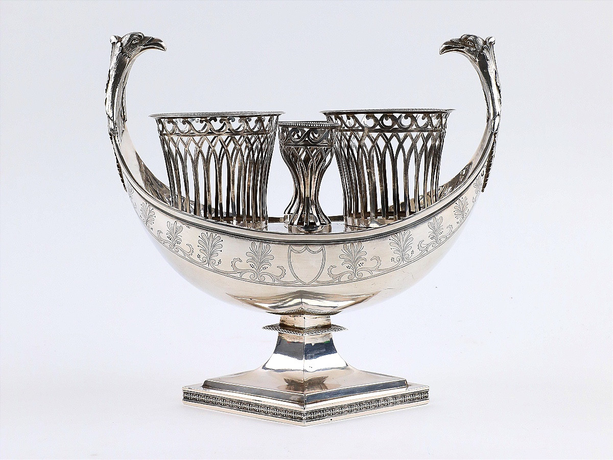 Service à huilier-vinaigrier époque Directoire/Empire en argent massif, Paris 1798-1809 -photo-2