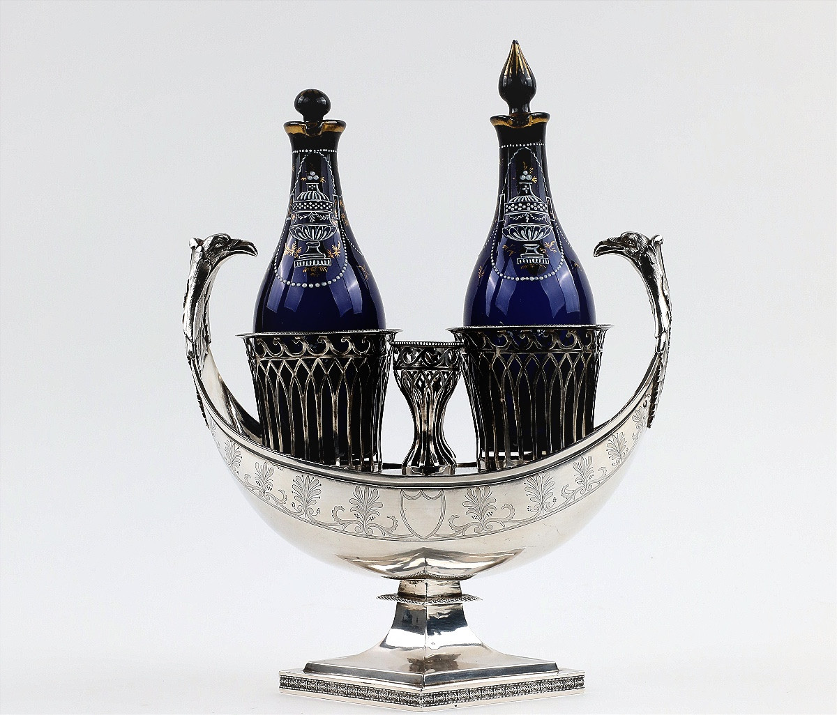 Service à huilier-vinaigrier époque Directoire/Empire en argent massif, Paris 1798-1809 