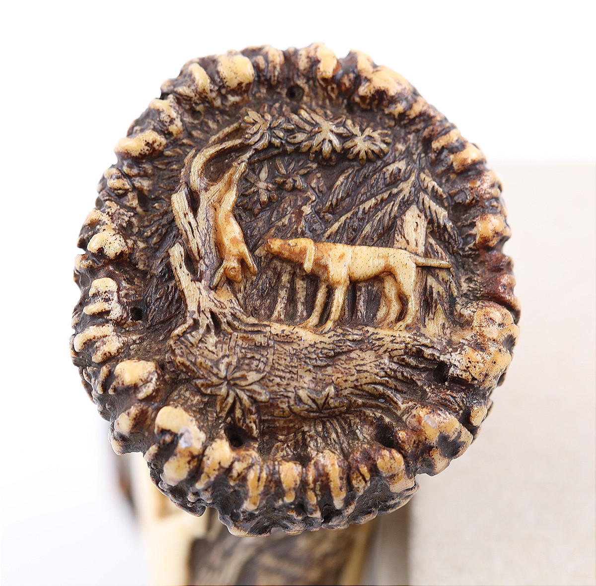 Carved Horn Hunter's Pipe - Probably Lebrecht Wilhelm Schulz (1774-1863)-photo-5