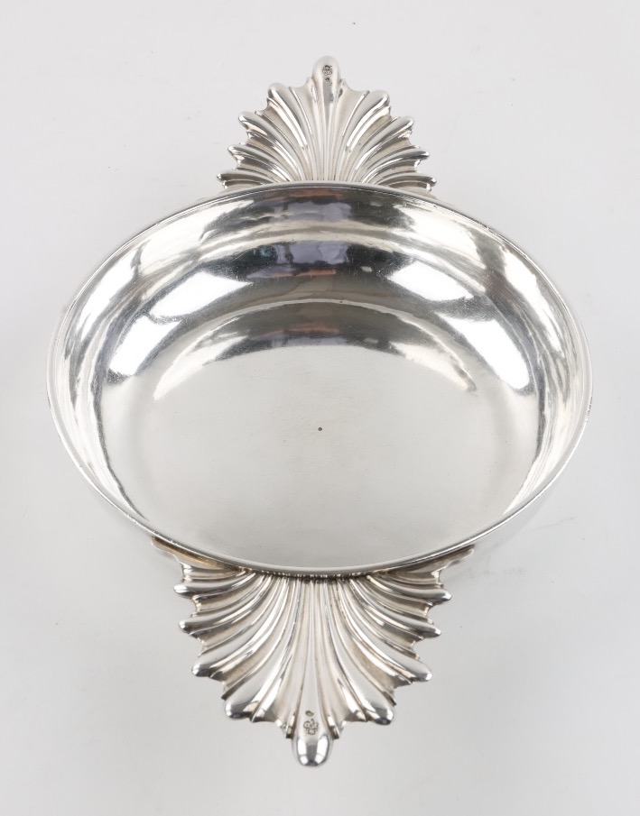 18th-century Solid Silver Bowl With Handles, Troyes, 1788, Reims Jurisdiction-photo-1