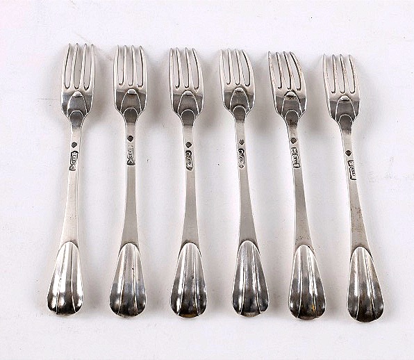 6 Petite fourchette à confiture en argent, Cornelis Couturier,  Amsterdam, 1735–37-photo-3