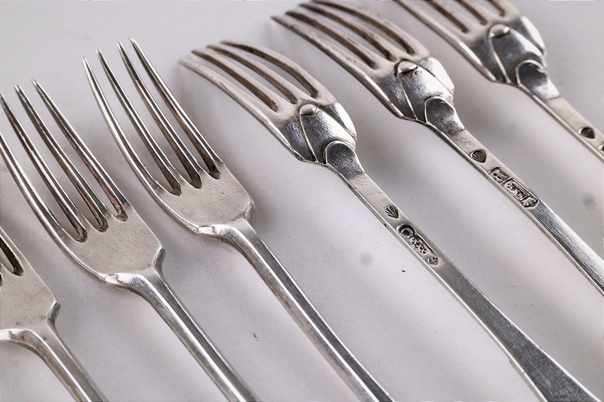 6 Petite fourchette à confiture en argent, Cornelis Couturier,  Amsterdam, 1735–37-photo-4