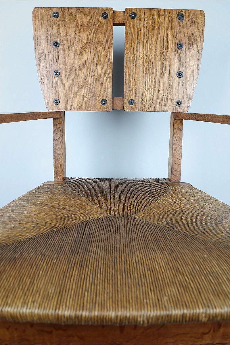 Gustave Serrurier-bovy - Pair Of Oak Armchairs, Ca. 1904-photo-4