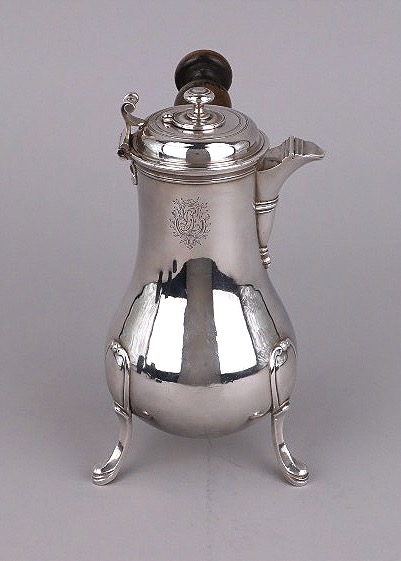 Chocolate Pot, Solid Silver, Paris 1768, By Claude-antoine Charvet; Tripod-shaped Pitcher And Coffee Pot-photo-3