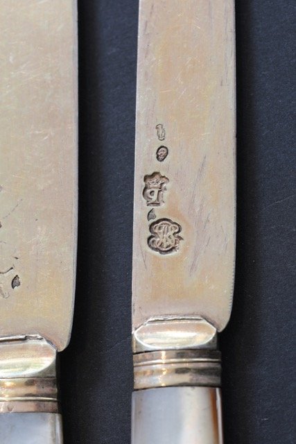 Paris, 6 Fruit Knives In Sterling Silver Vermeil From The 18th Century-photo-1