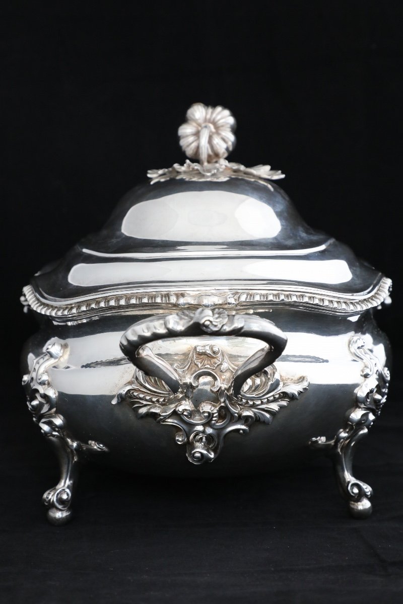 London -1841, Soupière En Argent De l'époque Victorienne Dans Un Style Régence-photo-2
