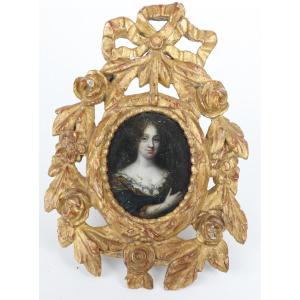 Oval Miniature Portrait Of A Woman, Oil On Copper Second Half Of The Seventeenth Century.