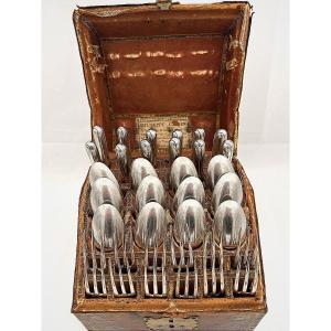 Couvert a desert en argent massif dans son coffret, fin XVIIIe debut XIX, Italie, Turin.