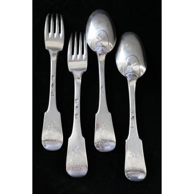  Lons-le-saunier, 18th Century Silver Cutlery By Jean-guillaume Boichard 