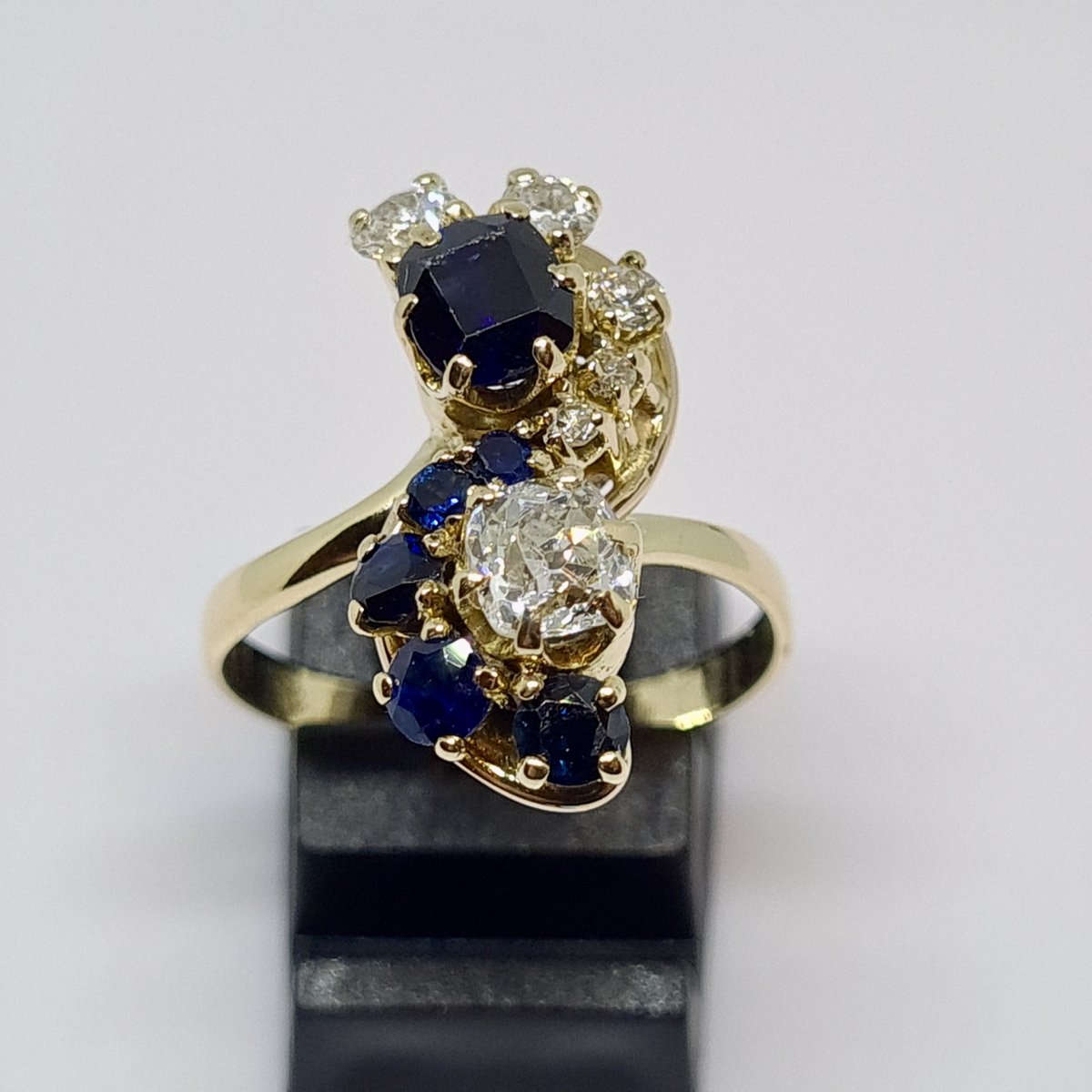 Bague Ancienne En Or 18 Carats Avec Saphirs - Bijou Vintage - Occasion