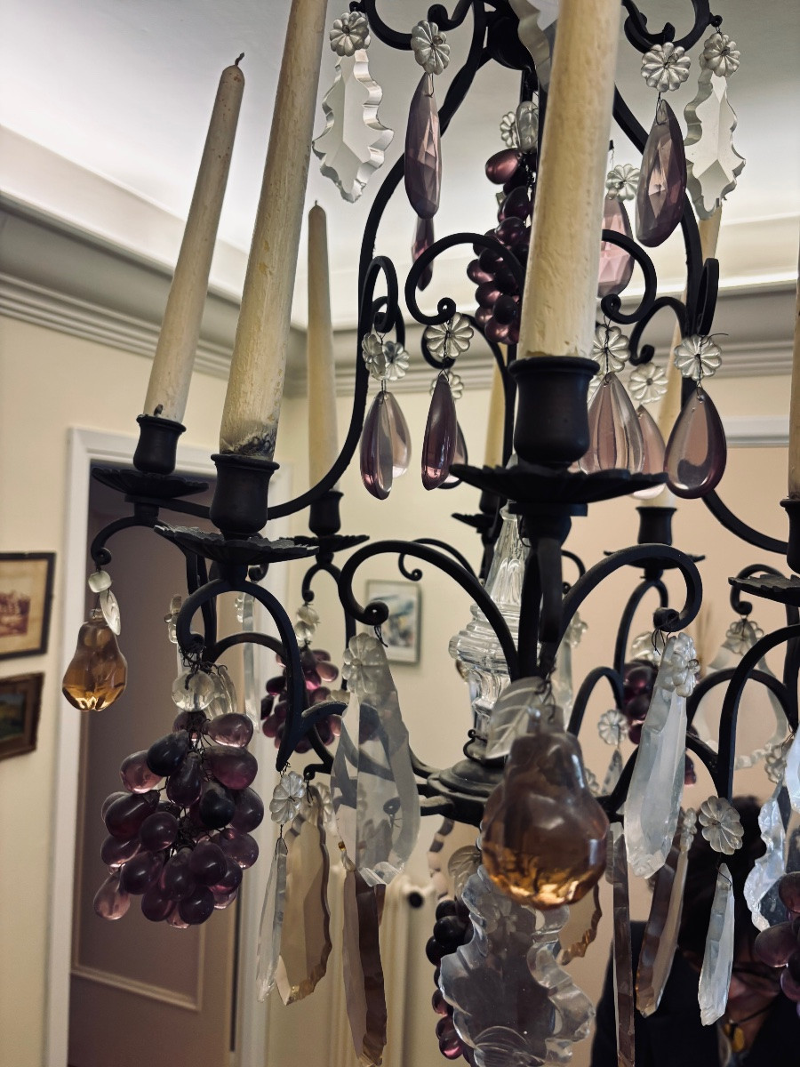 Antique 19th Century Crystal Chandelier With 8 Lights -photo-2