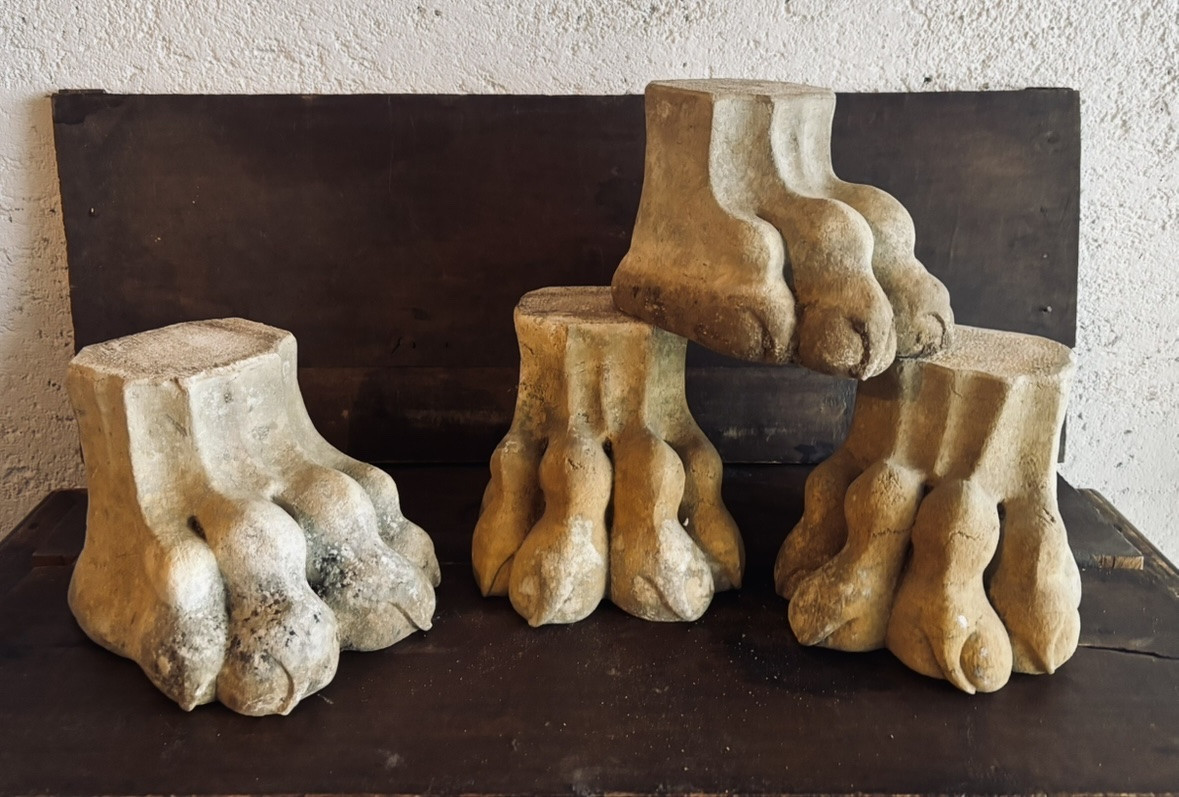 Sculpture De 4 Pieds De Lion En Pierre 19 E -photo-5