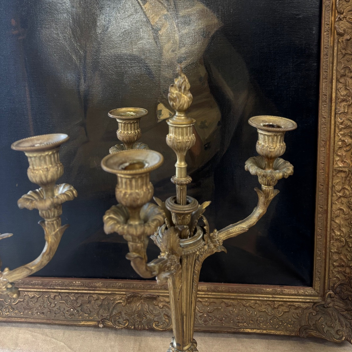 19th Century Bronze Candelabra, Pair Of Candlesticks -photo-4