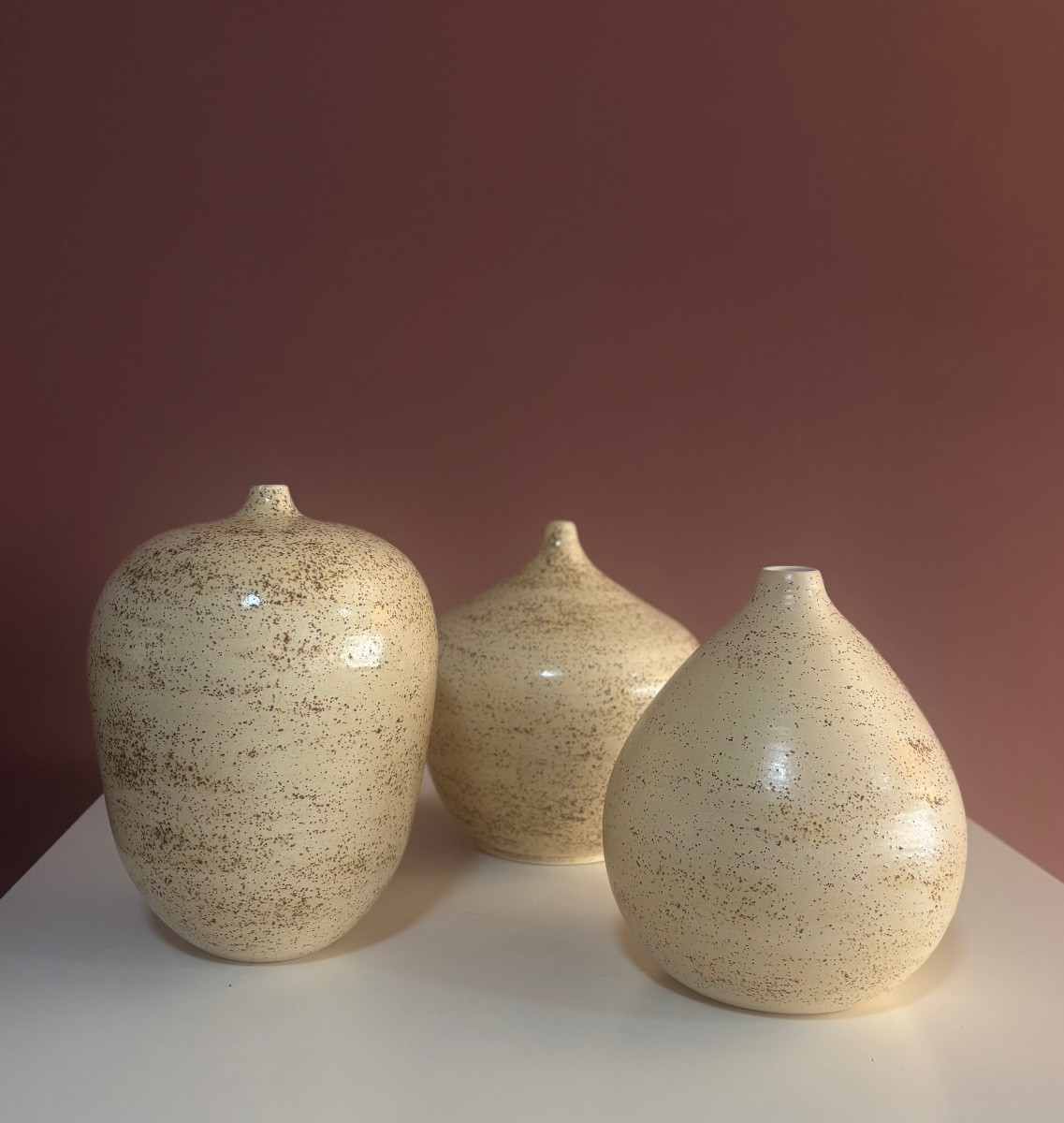 Set Of 3 Ceramic Vases Hugo Joirkin 20th Century