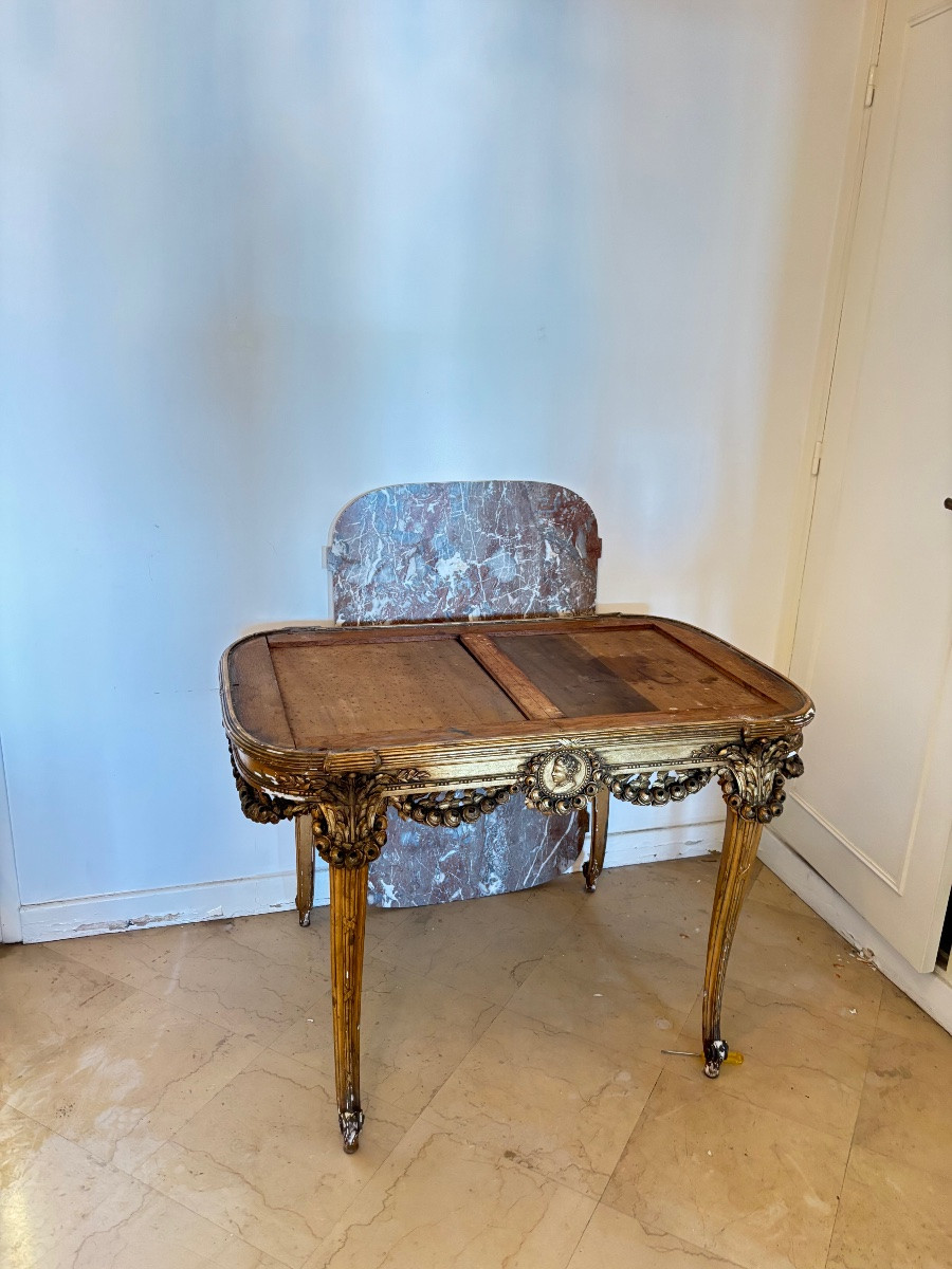Napoleon 3 Giltwood Middle Console With Red Marble Top-photo-2