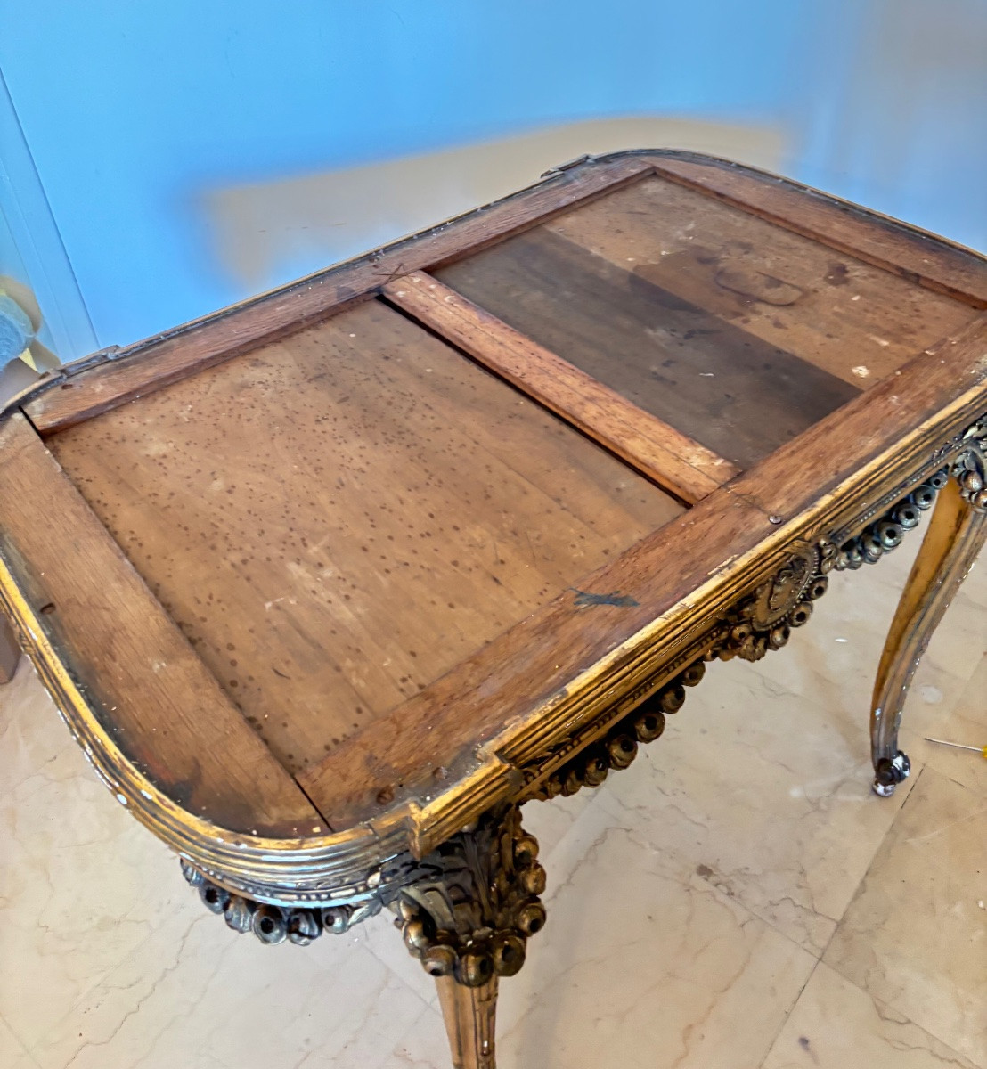 Napoleon 3 Giltwood Middle Console With Red Marble Top-photo-4