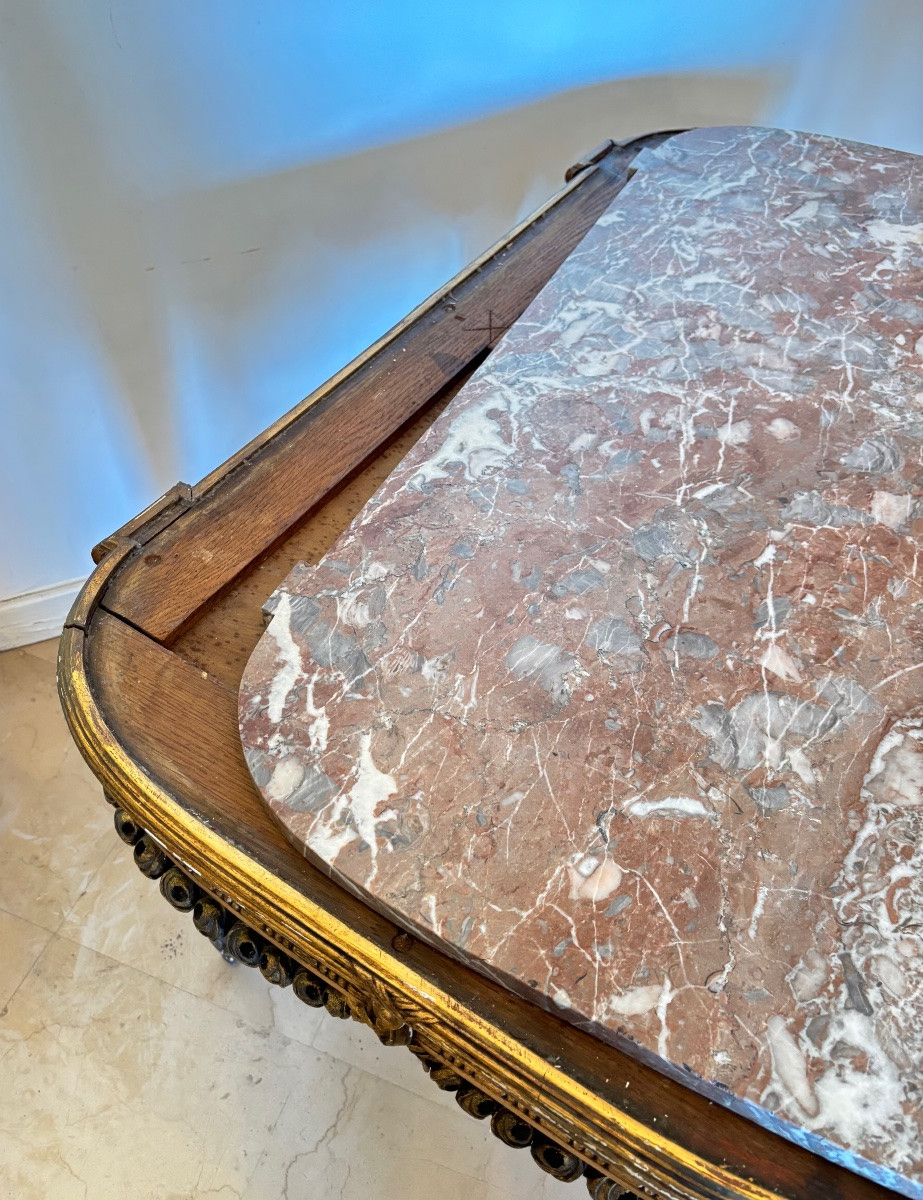 Napoleon 3 Giltwood Middle Console With Red Marble Top-photo-6