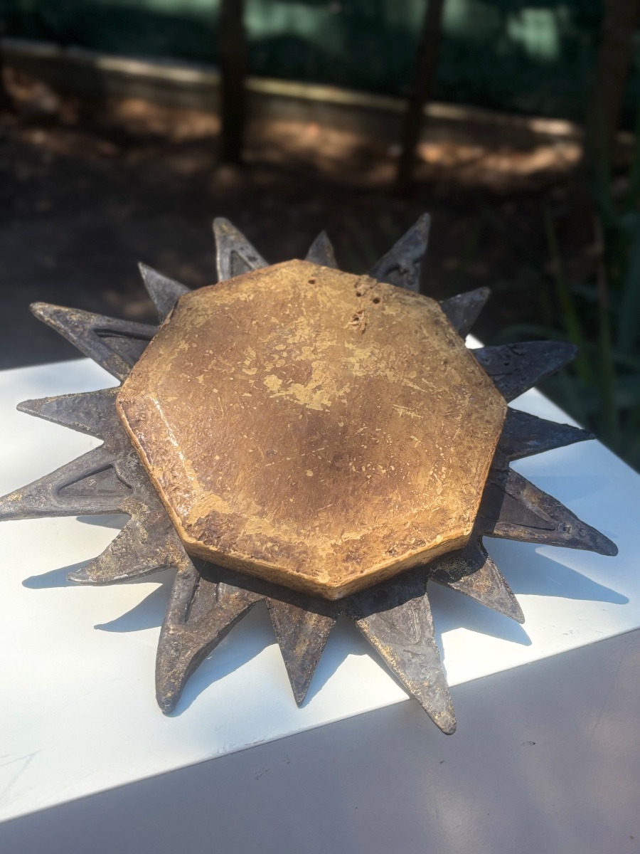 1950s Leaded "sun" Mirror, "witch" Mirror From Vallauris -photo-3