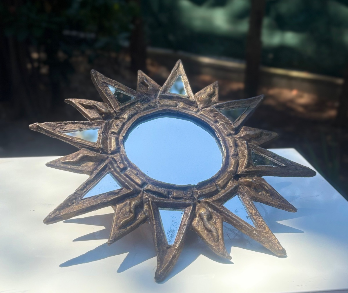1950s Leaded "sun" Mirror, "witch" Mirror From Vallauris 