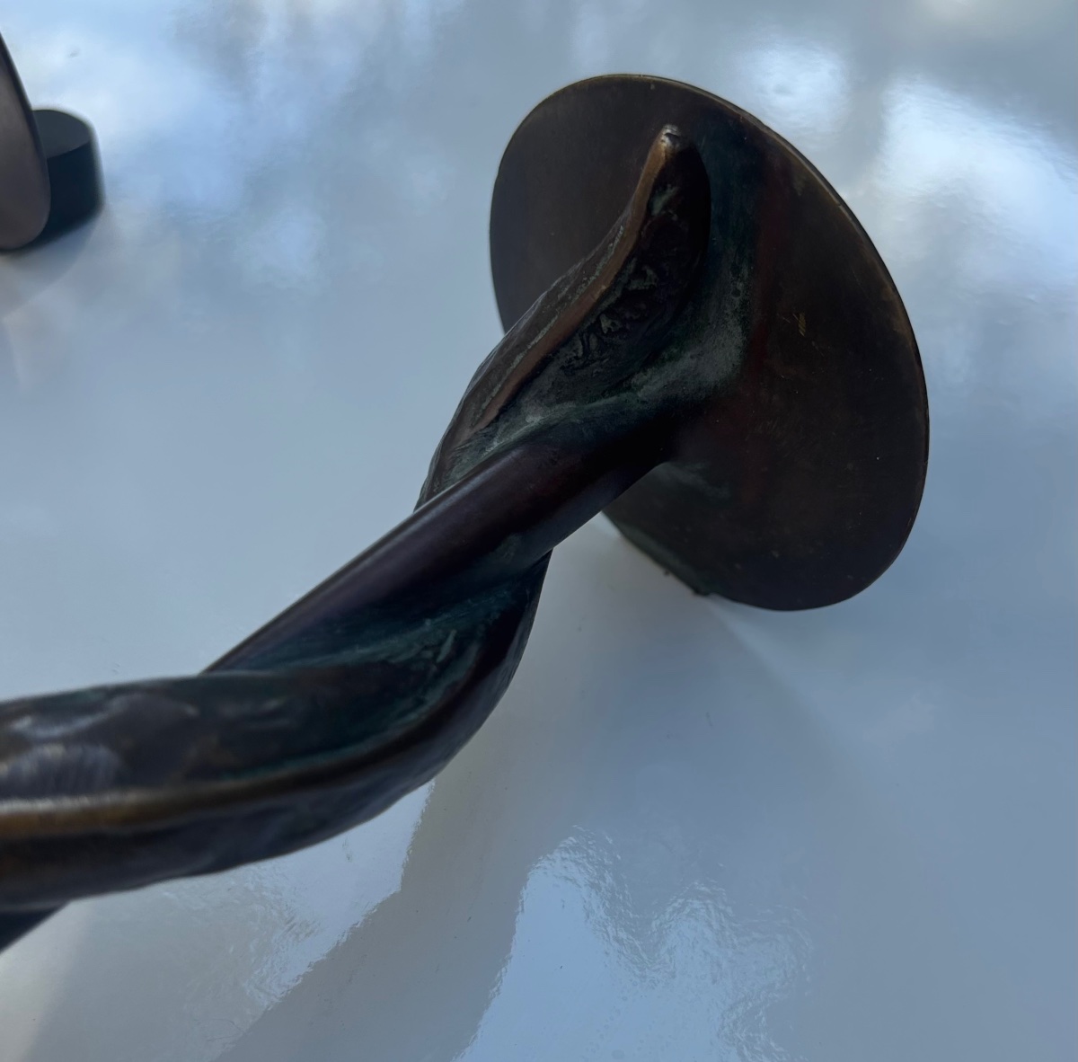 Grande paire de poignées, de porte en bronze 19e de pharmacie serpent -photo-2