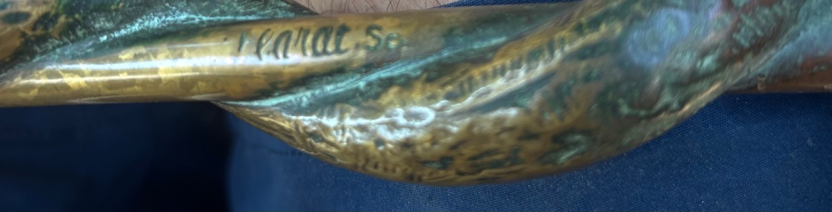 Grande paire de poignées, de porte en bronze 19e de pharmacie serpent -photo-3