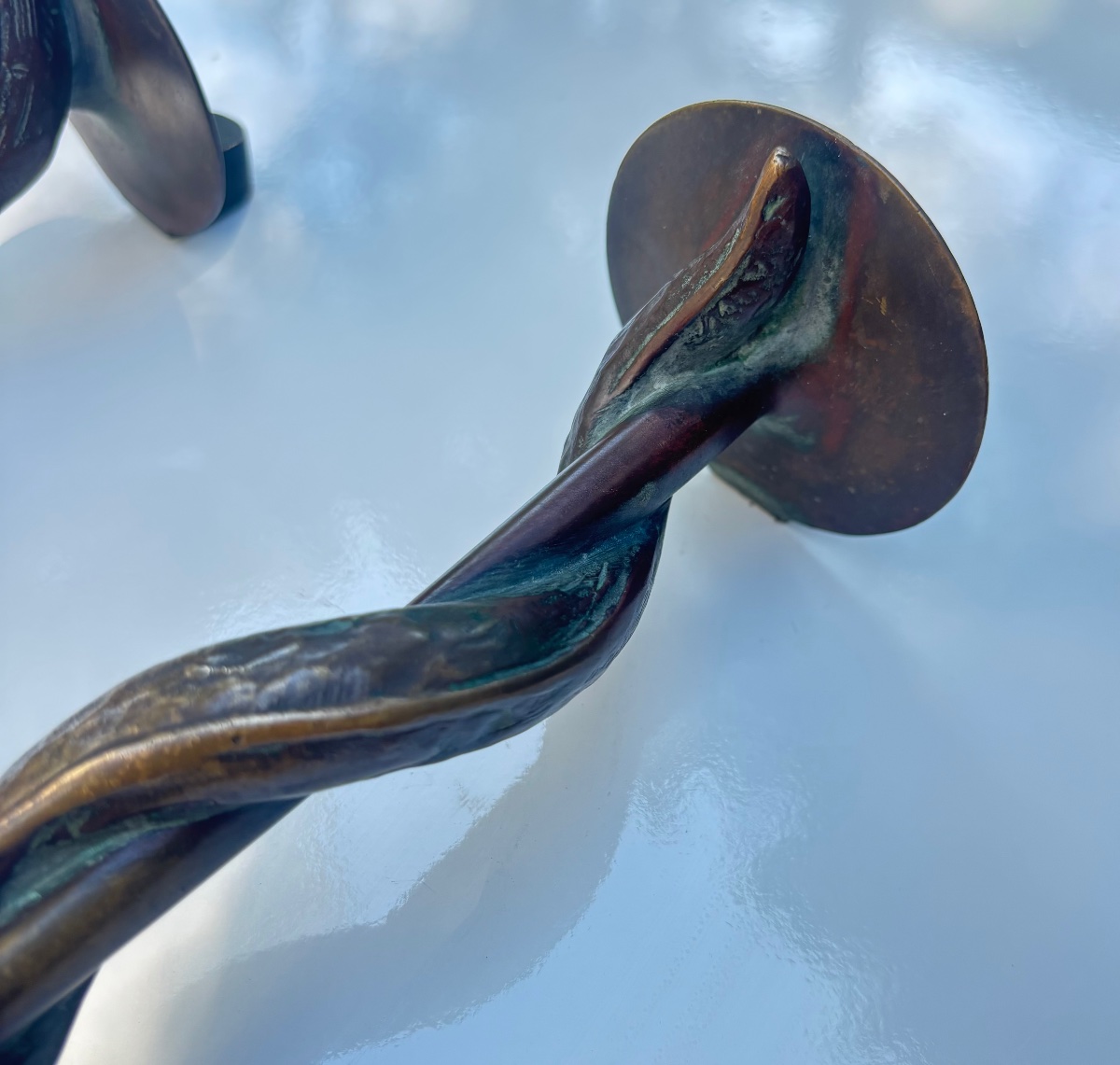 Grande paire de poignées, de porte en bronze 19e de pharmacie serpent -photo-6
