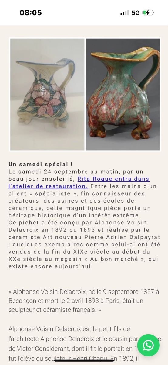 DALPAYRAT Céramique art nouveau Alphonse voisin delacroix -photo-2