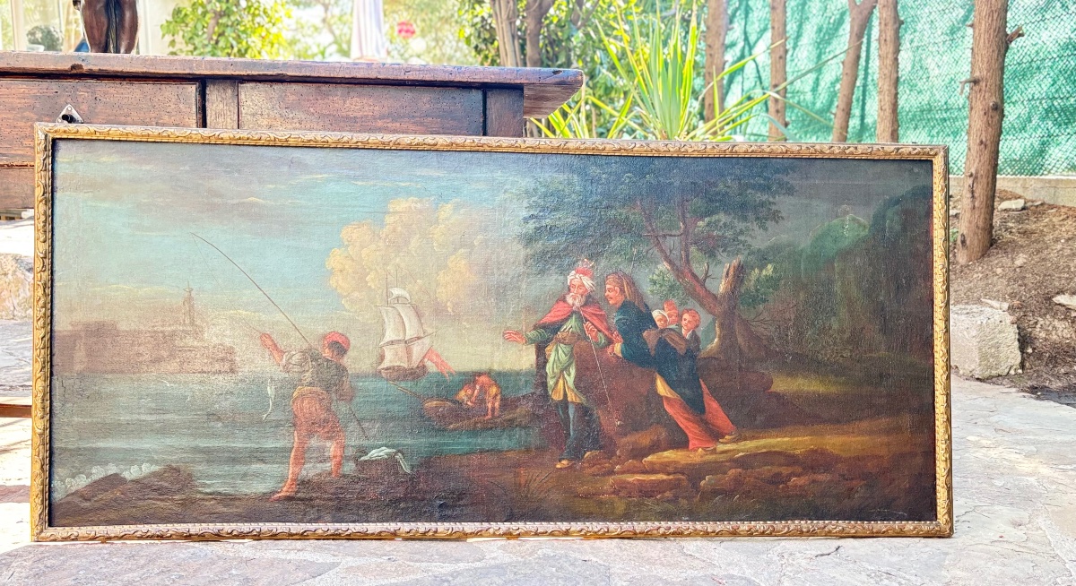 Pair Of Large 18th-century Paintings By Claude Joseph Vernet, Framed In A Berain Frame -photo-2
