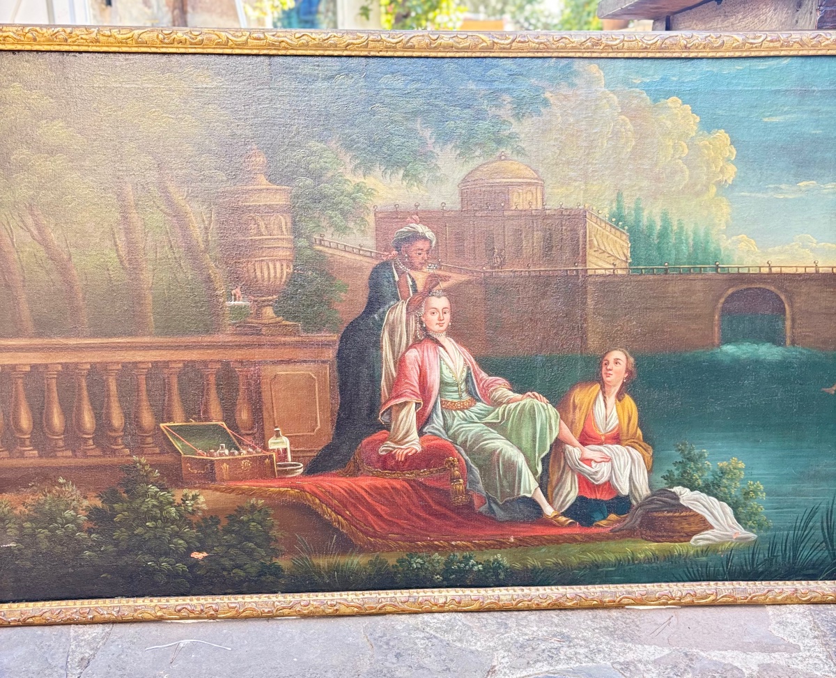 Pair Of Large 18th-century Paintings By Claude Joseph Vernet, Framed In A Berain Frame -photo-4